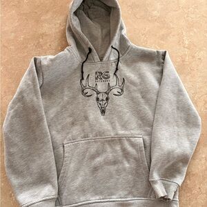 Gray Deer Skull Graphic Hoodie